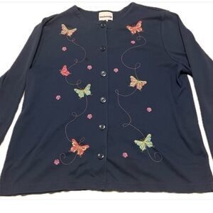 Vintage Y2K Butterfly Embroidered Fairycore Cardigan XL
